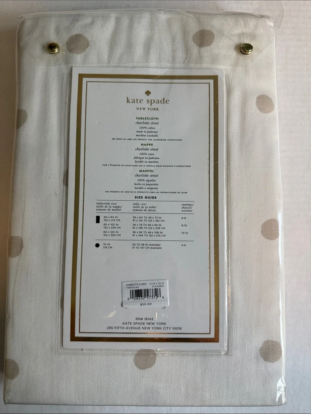 NWT kate spade Charlotte Street tablecloth